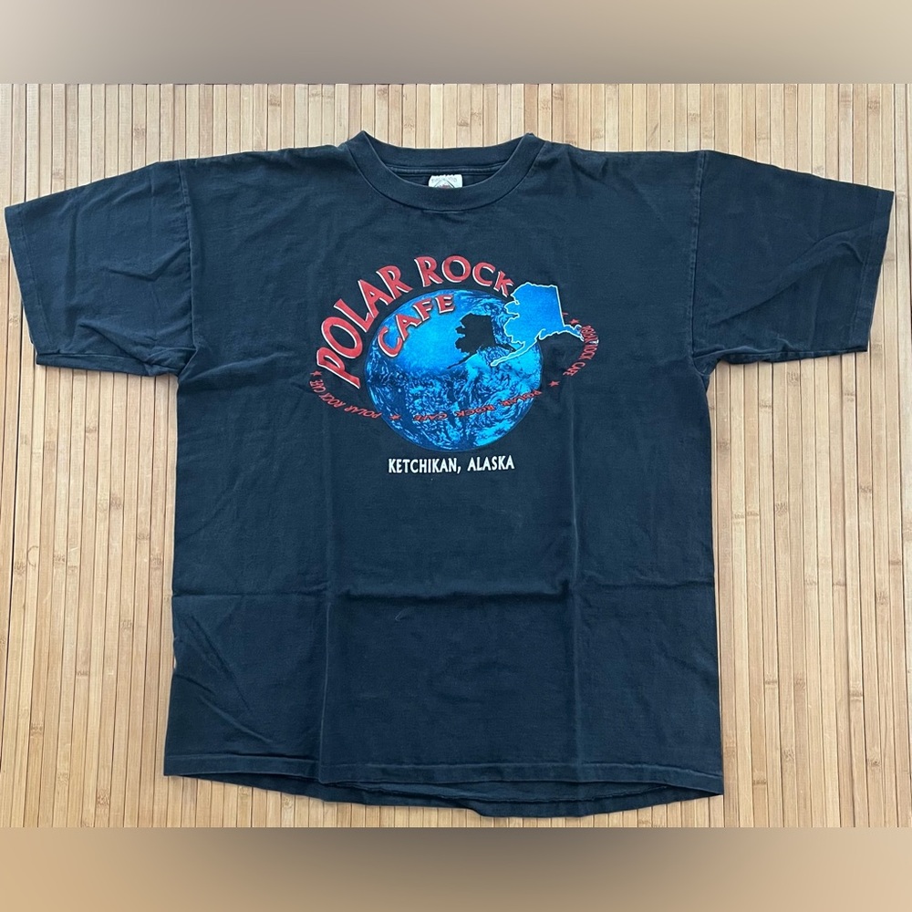 ntage Polar Rock Cafe, Ketchikan, Alaska, Single Stitch, Prarie Mountain, Made i